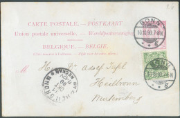 E.P. Carte 10c. Carmin Type 1884 (expédié Du Royal Hôtel De Bonn) Avec Adjonction D'un Timbre D'ALLEMAGNE De 5pfg, Obl. - Tarjetas 1871-1909