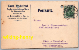 Döbeln Limmritz - Firmenkarte Papierverarbeitungswerk Kurt Hohlfeld - Druckerei Und Papierwarenfabrik - Döbeln