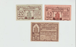 3 Notgeldscheine Marktgemeinde Kremsmünster 10, 20 + 50 H (1) - Autres - Europe
