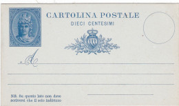 SAN MARINO - CARTOLINA POSTALE . 10  - 1882 - Postal Stationery