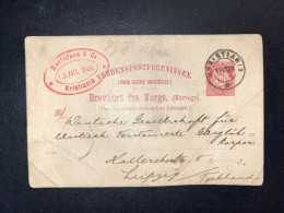 ENTIER POSTAL NORVEGE / CHRISTIANIA 1899 POUR LIEPZIG - Covers & Documents