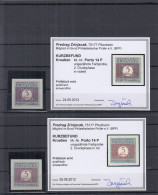 ⁕ Croatia NDH 1942 ⁕ PORTO Imperforate / Color Sample / Printing Phase In Red & Violet Mi.14 P ⁕ 2v MNH Certificate RARE - Croazia