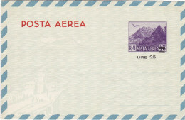 SAN MARINO - AEROGRAMMA - POSTA AEREA L.25/20 -1951 - Postwaardestukken