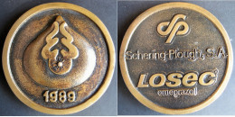 Medaille SCHERING-PLOUGH LOSEC Omeprazol 1989, Laboratoire Pharmaceutique - Profesionales/De Sociedad