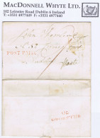 Ireland Down 1832 Masonic Cover To Dublin "Haste9" With Hillsboro POST PAID (with Dot) And Matching HILLSBORO/70 Mileage - Prefilatelia