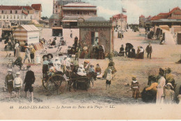 MALO LES BAINS 1914  Le Bureau Des Bains Et La Plage Calèche Avec âne Et Enfants Poste De Secours - Malo Les Bains