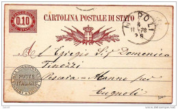 1878  CARTOLINA CON ANNULLO NAPOLI - Postwaardestukken
