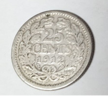 PAYS-BAS WILHELMINA 25 CENTS 1912 ZILVER/ARGENT/SILVER/SILBER/PLATA/ARGENTO ONLY 1.600.000 EX. COTES : 20€-75€-150€-300€ - 25 Centavos