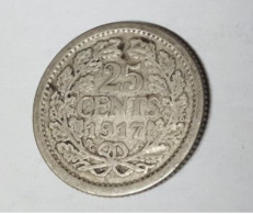 PAYS-BAS WILHELMINA 25 CENTS 1917 ZILVER/ARGENT/SILVER/SILBER/PLATA/ARGENTO ONLY 4.000.000 EX. COTES : 5€-20€-50€-100€ - 25 Cent