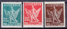Yugoslavia Kingdom, Sokol Games 1934 Mi#275-277 Mint Hinged - Ungebraucht