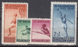 Yugoslavia Kingdom, Sport 1938 Mi#362-365 Mint Hinged - Unused Stamps