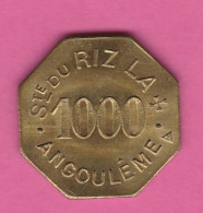 Angoulême - Société Du Riz La Croix - 1000 - Octogonale En Laiton - SUP - Monétaires / De Nécessité