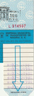 Ticket Billet Billet -- Empresa Municipal De Transportes De Madrid -- Diez Viajes En Autobus - Europa