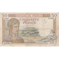 France, 50 Francs, Cérès, 1936, TB+, Fayette:17.30, KM:81 - 50 F 1934-1940 ''Cérès''