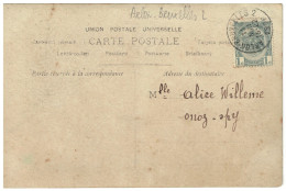 TP 53 S/CP Fantaisie Obl. ARLON-BRUXELLES 2 11/5/1906 > Spy - Ambulante Stempels