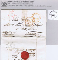 Ireland Belfast 1839 Letter Exchange Buildings To London With Circular BELFAST/PAID In Red, London Sunday Tombstone - Prephilately