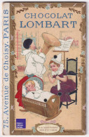 RARE Boite Tablette Chocolat Lombart Chromo1890s Chanson Dodo Pierrot Colombine Biberon Comptine Tuba Bébé Lit A90-93 - Lombart