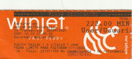 Ticket Billet Billet -- Playa Del Carmen - 2021 - Winjet - Monde