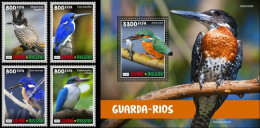 Guinea Bissau 2020, Animals, Kingfisher, 4val +BF - Albatro & Uccelli Marini