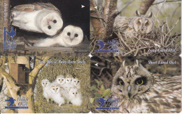 SERIE COMPLETA DE 4 TARJETAS DE JERSEY DE BUHOS (BUHO-OWL-CHOUETTE) - Owls