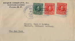 1926  PANAMÁ , SOBRE CIRCULADO A VELBERT , VIA NEW YORK . YV. 146 , 147 X 2 - BOLIVAR , 1º CONGRESO AMERICANO - Panama