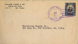 1924 PANAMÁ , SOBRE ENTERO POSTAL HABILITADO , CIRCULADO ENTRE BOCAS DEL TORO Y NEW ORLEANS . - Panamá