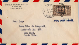 1935 PANAMÁ , SOBRE CIRCULADO A SAN JOSÉ / COSTA RICA , LLEGADA AL DORSO . CORREO AÉREO , YV. 18 AER. TIPO 2 - Panama