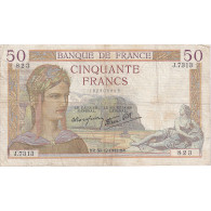 France, 50 Francs, Cérès, 1937, J.7313, TB+, Fayette:18.6, KM:81 - 50 F 1934-1940 ''Cérès''
