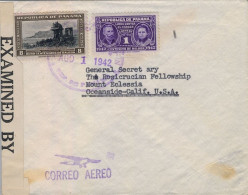 1942 PANAMÁ , SOBRE CIRCULADO A CALIFORNIA , CORREO AÉREO , BANDA DE CENSURA - Panamá