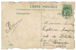 TP 83 S/CP Fantaisie Anniversaire Obl. Ambulant LIEGE-ERQUELINNES 2 22/8/1910 > France - Ambulants