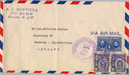 1947 PANAMÁ , SOBRE CIRCULADO POR CORREO AÉREO A HAMBURGO , AL DORSO MARCA INDUSTRIAS NACIONALES - Panamá