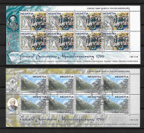 1999 Joint Switzerland And Russia, SET OF 2 SWISS MINISHEETS FIRSTDAY CANCELLED: Suvorov's Crossing The Alpes - Gezamelijke Uitgaven