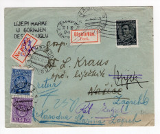 1932. KINGDOM OF YUGOSLAVIA,CROATIA,NASICE TO ZAGREB RETURN COVER,POSTAGE DUE,LABEL:PARTI AND REFUSE - Postage Due