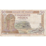 France, 50 Francs, Cérès, 1939, P.9484, TB, Fayette:18.20, KM:85b - 50 F 1934-1940 ''Cérès''