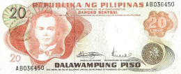 PHILIPPINES 20 PESOS ORANGE MAN FRONT & BUILDING BACK SIGN7 MARCOS ND(1970) P145 UNC READ DESCRIPTION !! - Philippines