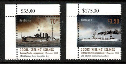 Cocos Islands 2014 HMAS Sydney-Emden Engagement 1914  Corner Set Of 2 MNH - Cocos (Keeling) Islands