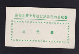 CHINA CHINE  SICHUAN NANBU 637300 ADDED CHARGE LABEL (ACL) 1.0 YUAN - Other & Unclassified