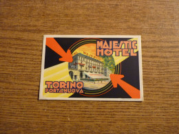 CPA Publicitaire Majestic Hotel - Torino - Italie - Voir Détails Sur Photos - 9x14cm Env. - Cafes, Hotels & Restaurants