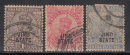 3v Used Jind State. KGV Series, 1924-1927, SG80,81,83,   British India - Jhind