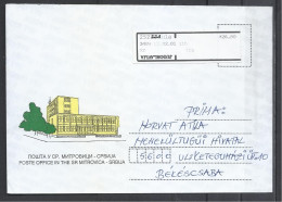 Yugoslavia, Serbia, Mitrovita Post Office Building Cover, Meter Canc. Upside Down  2001. - Brieven En Documenten