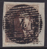 Belgique - N°1 Epaulette 10c Brun Léopold Ie 1849 Margé TB Oblit. Centrale Direction 4 ANVERS Sur Fragment - 1849 Epaulettes