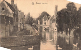 BELGIQUE - Brugges - Quai Vert - Eglise - Cygne - Carte Postale Ancienne - Brugge