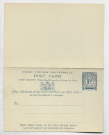 NEW SOUTH WALES NOUVELLE GALLES DU SUD ENTIER 1 1/2D POST CARD REPLY UPU NEUF - Cartas & Documentos