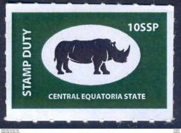 SOUTH SUDAN 10 SSP Revenue / Fiscal Stamp Central Equatoria State RHINO Timbres Fiscaux Soudan Du Sud - Sudán Del Sur