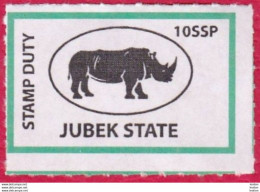 SOUTH SUDAN 10 SSP Revenue / Fiscal Stamp Jubek State RHINO MNH Timbres Fiscaux Soudan Du Sud - South Sudan