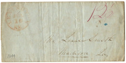 (N94) USA Cover Red Postal Marking Lexington (KY) - 12 1/2 Cts Rate - To Madison (LA) - 1844 - …-1845 Préphilatélie
