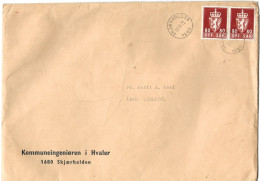 Norge Norway 1973 Cover With 2x80 øre Officials  .  Mi 81y In Pairpair, Cancelled Skjærhalden 15.11.72 - Dienstzegels