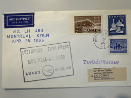 1966 Lufthansa Erstflug Montréal Cologne LH 463 - Poste Aérienne