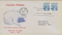 Canada 1953 Polar Bear 1v (pair) FDC Ca APR 1 1953 (CN162C) - 1952-1960