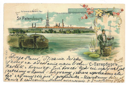 RUS 38 - 10117 SAINT PETERSBURG, Russia, Litho, Boats & Fishermen - Old Postcard - Used - 1900 - Russia